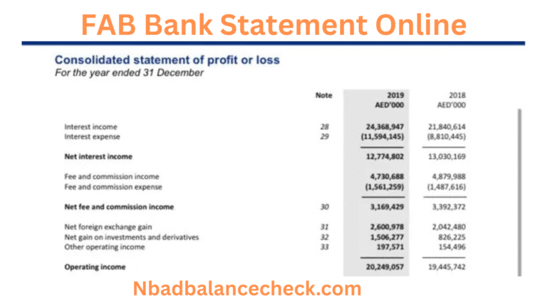 how to get fab bank statement online